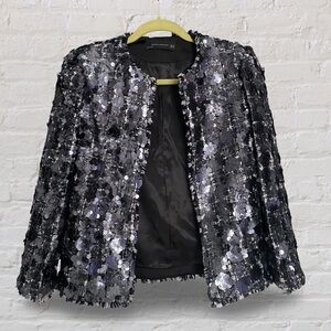 Zara Black and Silver Sequin Blazer
